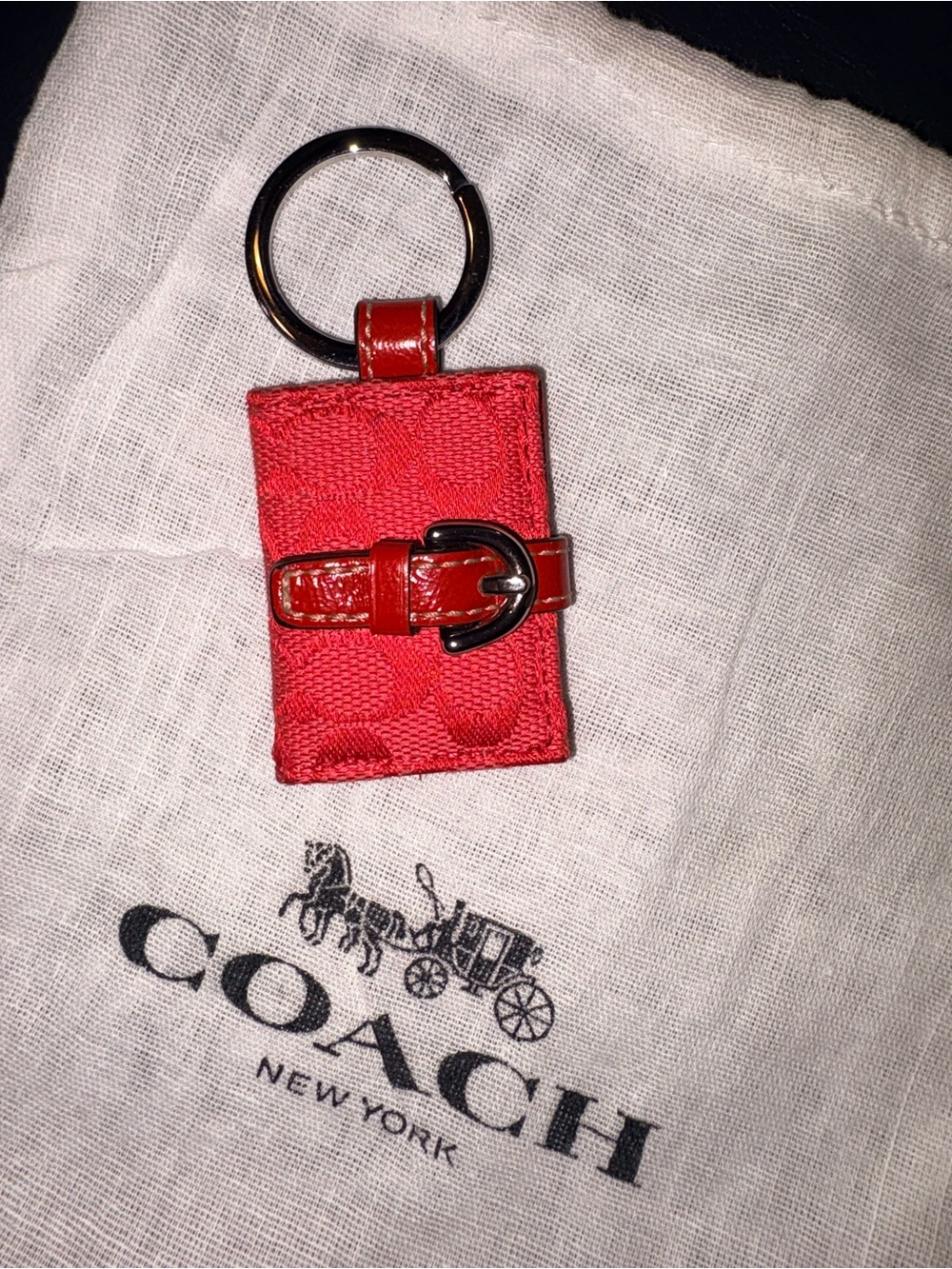 Coach Photo Book Y2K Red Signature Picture Frame Bag Charm Keychain - Picture 5 of 12